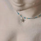 Apatite, Pearl, Clear Quartz & Aquamarine Starfish Charm 925 Sterling Silver Necklace