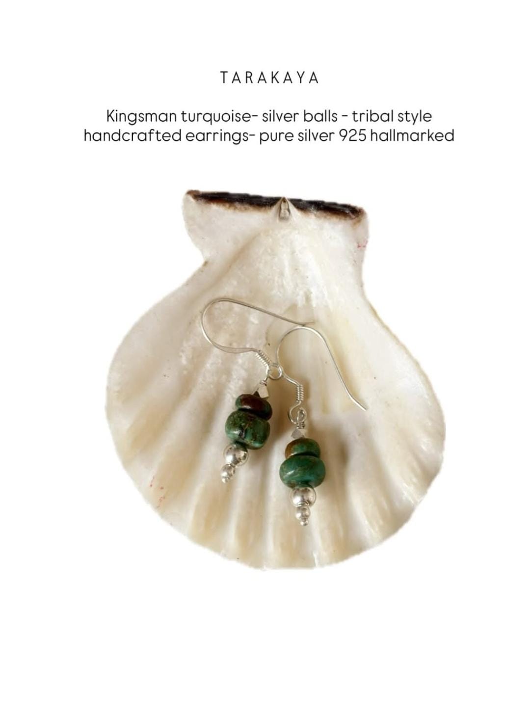 925 Sterling Silver Kingsman Turquoise Tribal Handcrafted Hook Earrings
