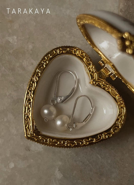 925 Sterling Silver Fresh Water Pearls Round Lever Back Earring