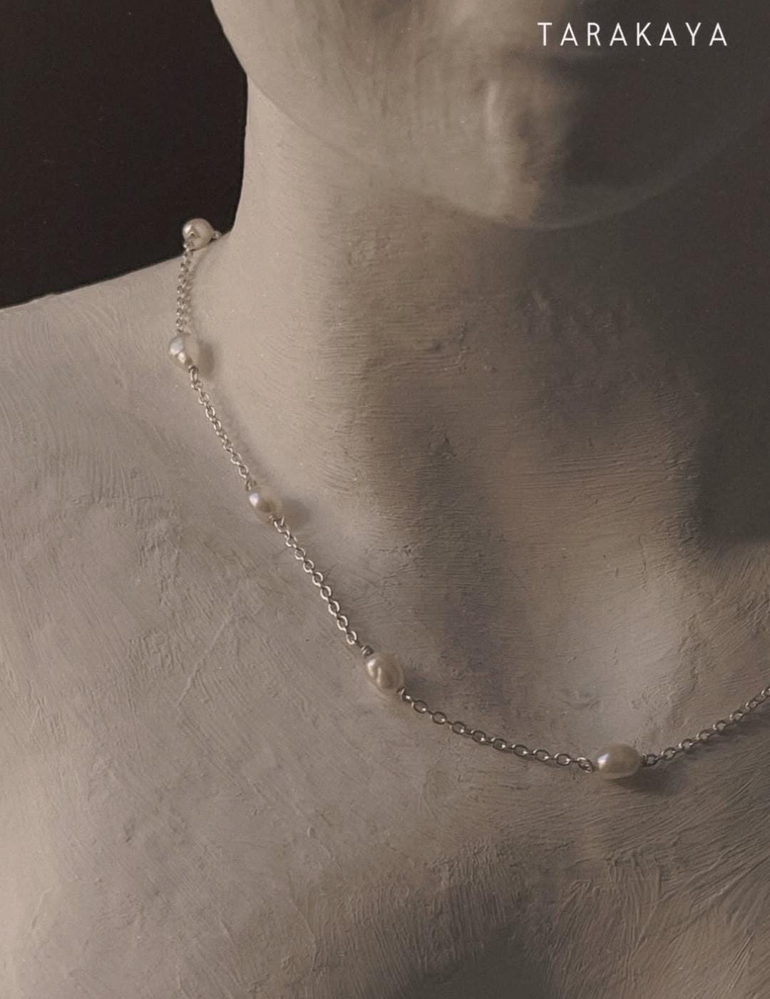 925 Sterling Silver Serene Fresh Water Pearls Cable Chain Necklace