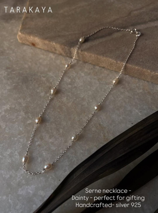 925 Sterling Silver Serene Fresh Water Pearls Cable Chain Necklace