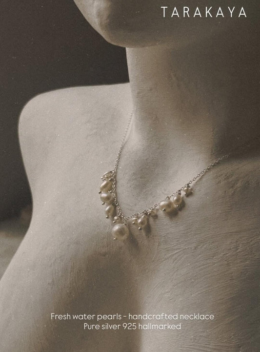 925 Sterling Silver Fresh Water Pearl Cable Chain Handcrafted Necklace
