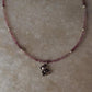 925 Sterling Silver Pink Tourmaline Gradient Box - Cute Teddy Bear Charm & Silver Balls Handcrafted Necklace