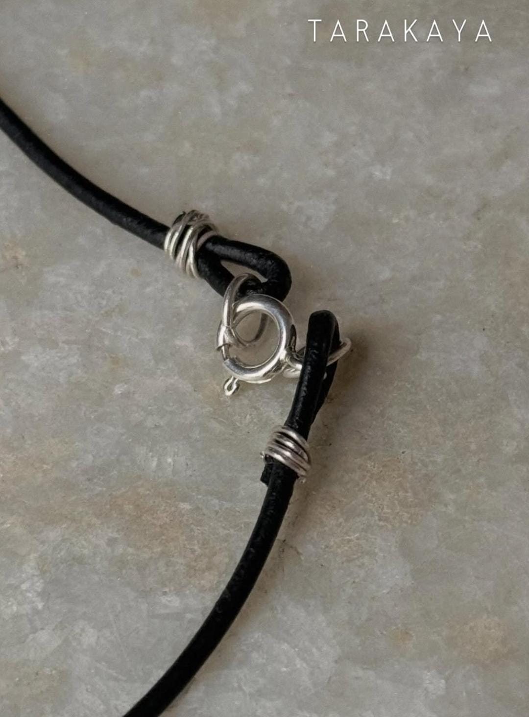 925 Sterling Silver Spiral Shell Charm Handcrafted Leather Necklace