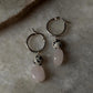 925 Sterling Silver Chunky Rose Quartz, Dalmatian Jasper Handcrafted Hoops