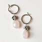 925 Sterling Silver Chunky Rose Quartz, Dalmatian Jasper Handcrafted Hoops