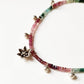 925 Sterling Silver Multi Tourmaline Chunky Antique Floral Charm & Ghungroo Tribal Necklace