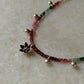 925 Sterling Silver Multi Tourmaline Chunky Antique Floral Charm & Ghungroo Tribal Necklace