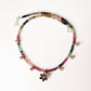 925 Sterling Silver Multi Tourmaline Chunky Antique Floral Charm & Ghungroo Tribal Necklace