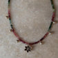 925 Sterling Silver Multi Tourmaline Chunky Antique Floral Charm & Ghungroo Tribal Necklace