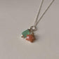925 Sterling Silver Pink Opal Star, Pearl with Blue Bead Handcrafted Necklace