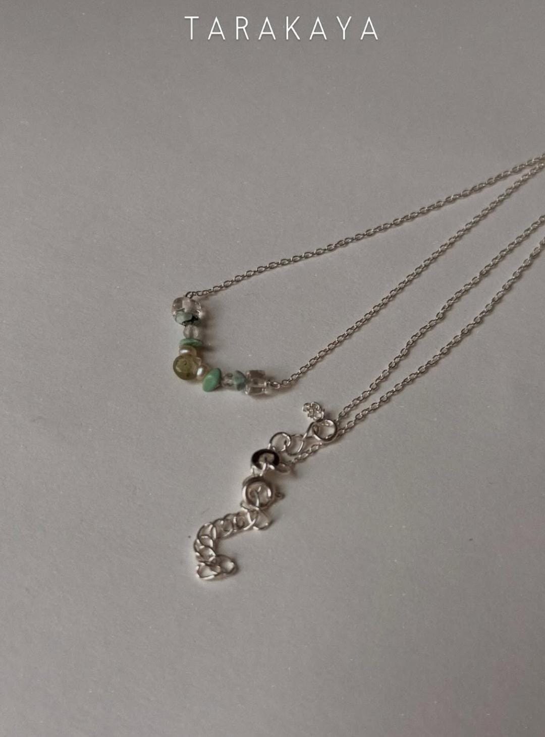 925 Sterling Silver Green Tourmaline Pear, Pearls, Turquoise & Clear Quartz Handcrafted Necklace