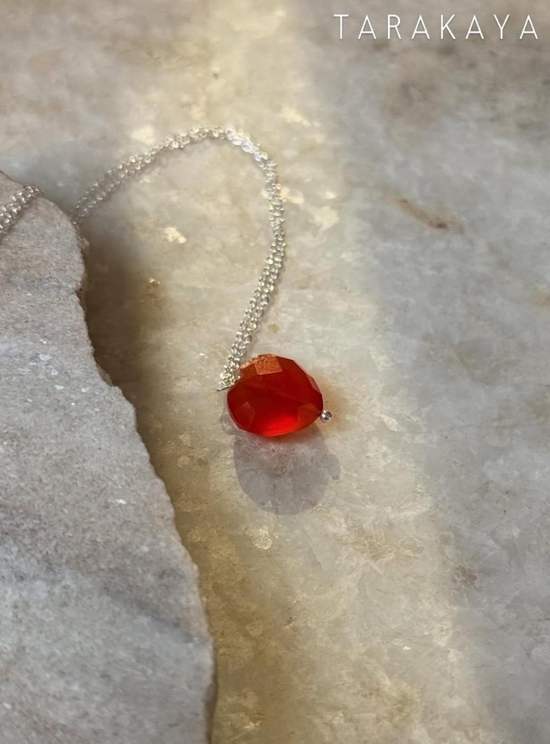 925 Sterling Silver Carnelian Heart Crystal Necklace