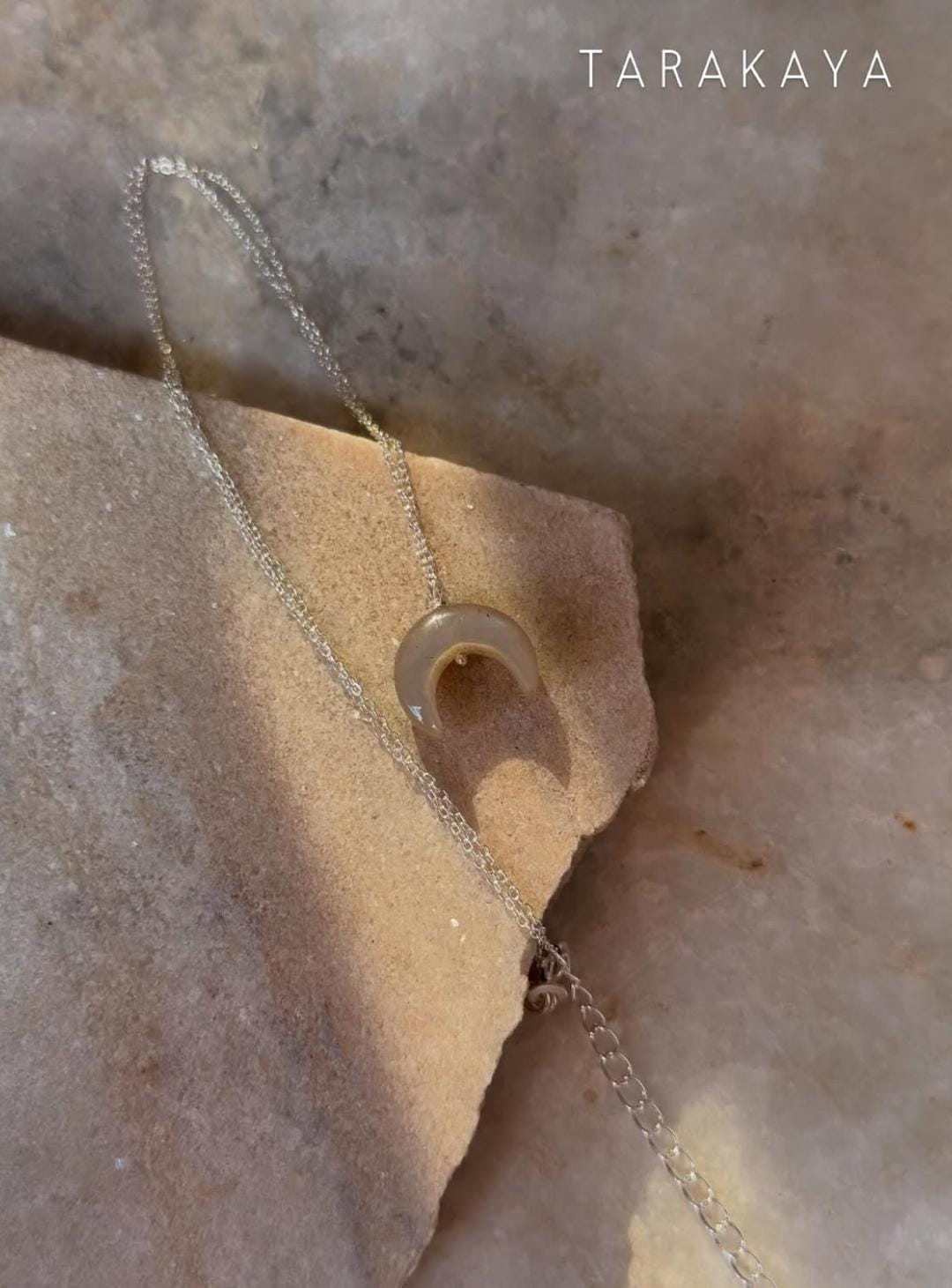 Grey Moonstone Crescent Moon Crystal 925 Sterling Silver Necklace