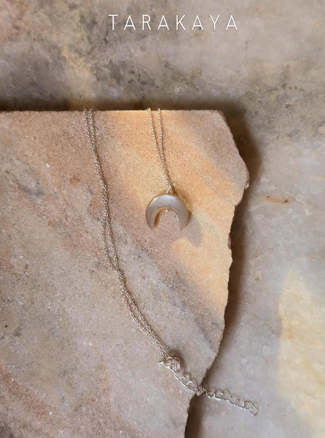 Grey Moonstone Crescent Moon Crystal 925 Sterling Silver Necklace