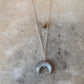 Grey Moonstone Crescent Moon Crystal 925 Sterling Silver Necklace