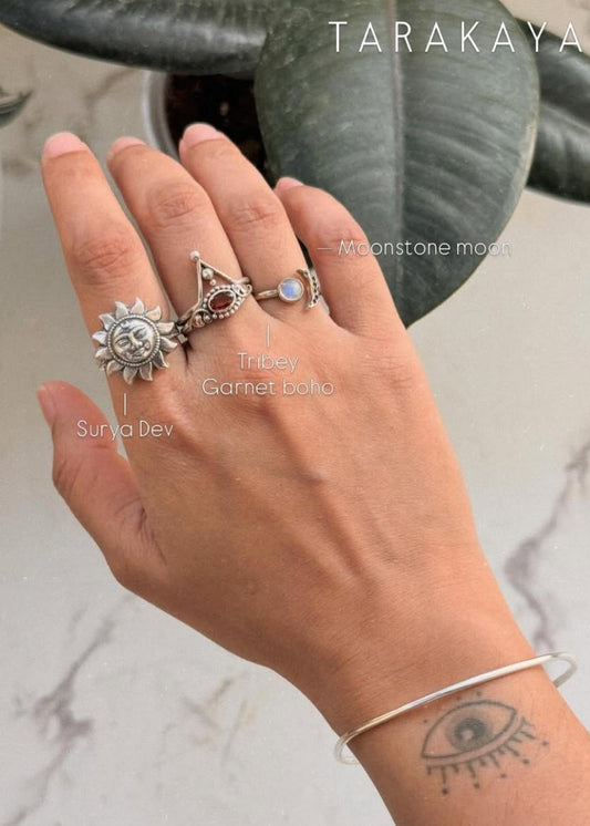 925 Sterling Silver V Tribey Stackable Ring