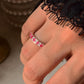 925 Sterling Silver Natural Ruby White Band Ring