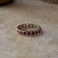 925 Sterling Silver Natural Ruby White Band Ring