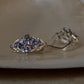 925 Sterling Silver Tanzanite leaf Flower Statement Earrings