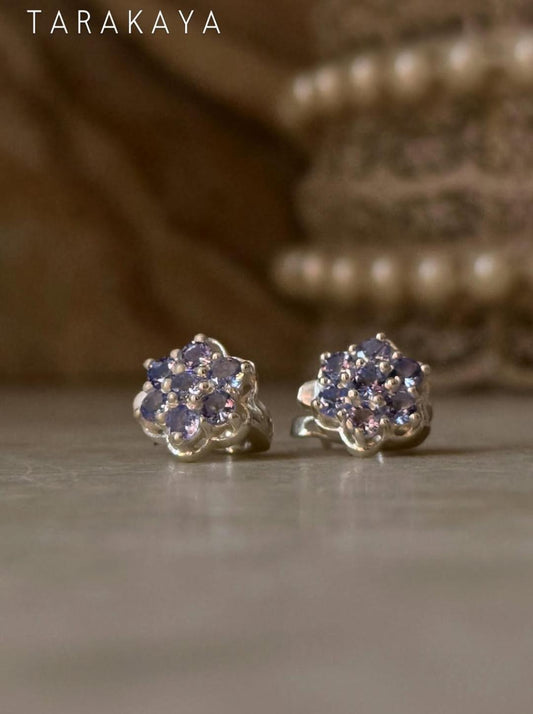 925 Sterling Silver Tanzanite Small Floral Dream Earrings