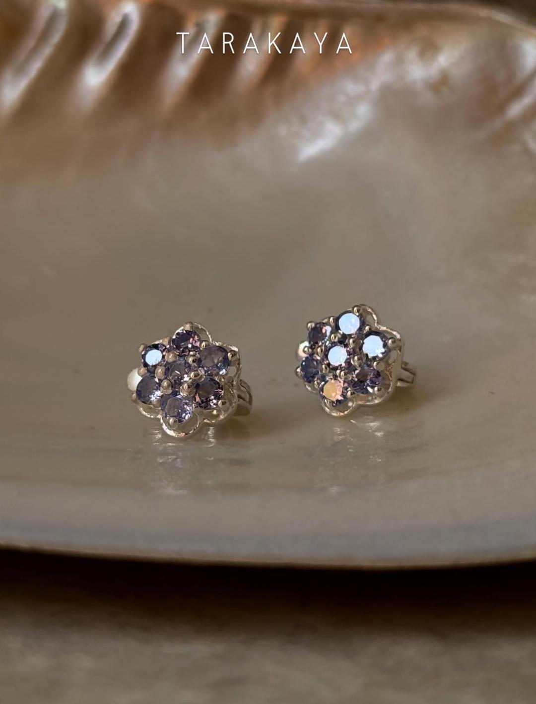 925 Sterling Silver Tanzanite Small Floral Dream Earrings