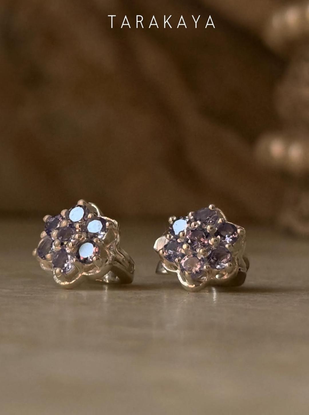 925 Sterling Silver Tanzanite Small Floral Dream Earrings