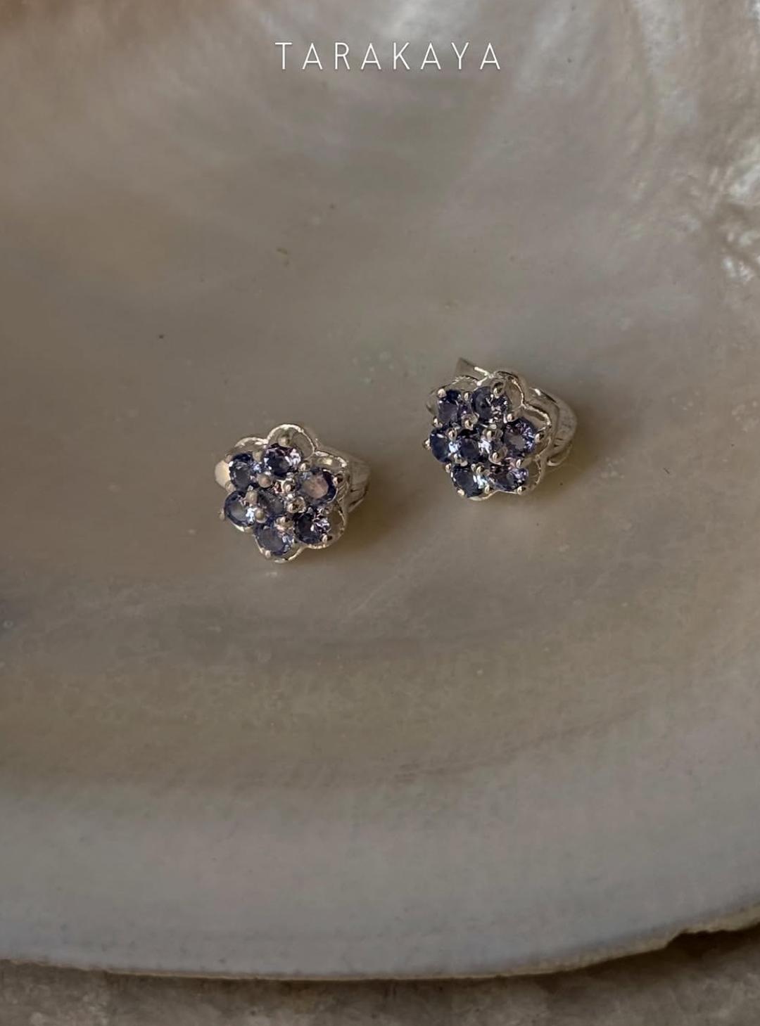 925 Sterling Silver Tanzanite Small Floral Dream Earrings