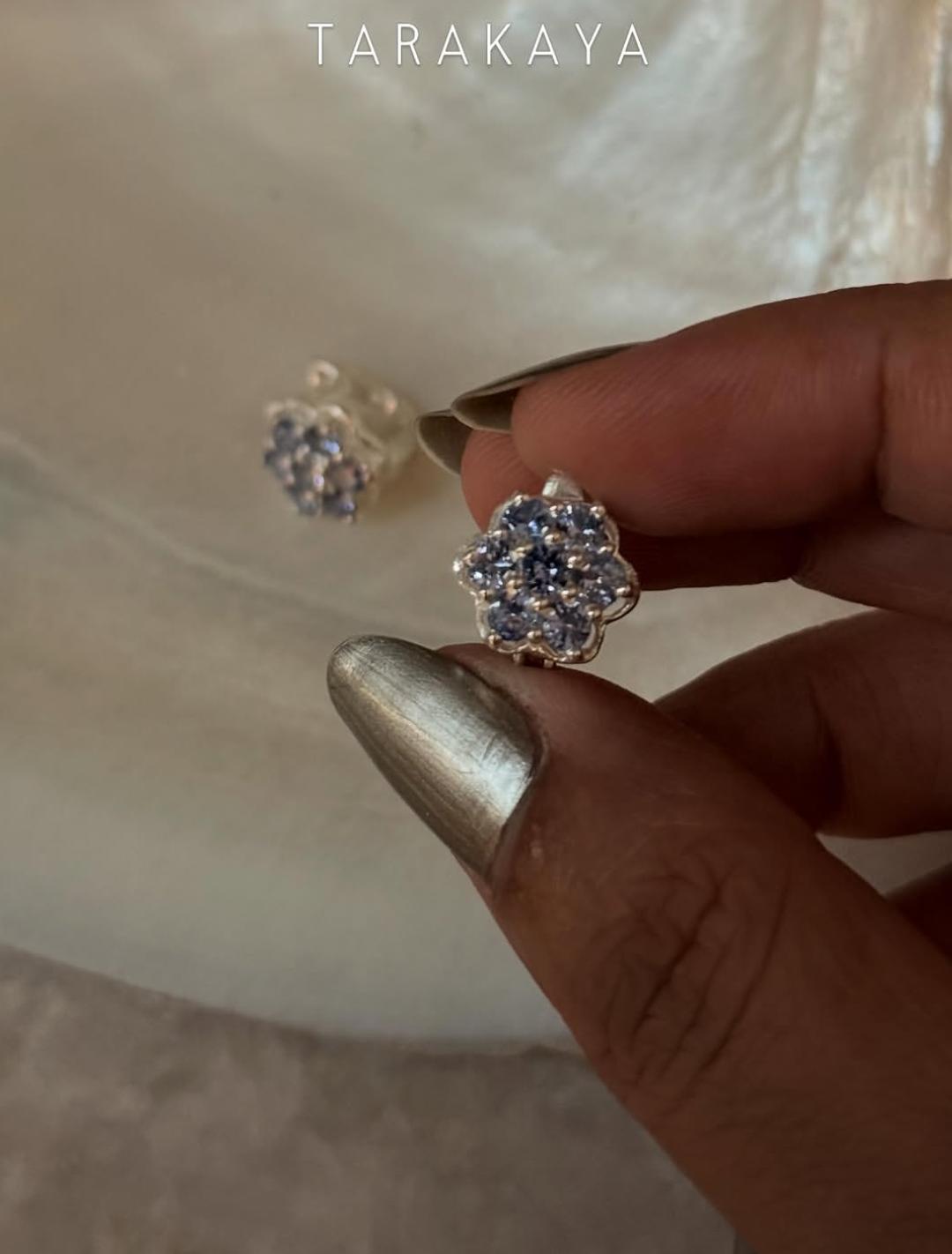 925 Sterling Silver Tanzanite Small Floral Dream Earrings