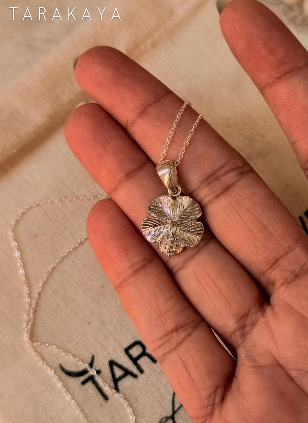 925 Sterling Silver Hibiscus /Urdhul Flower Pendant