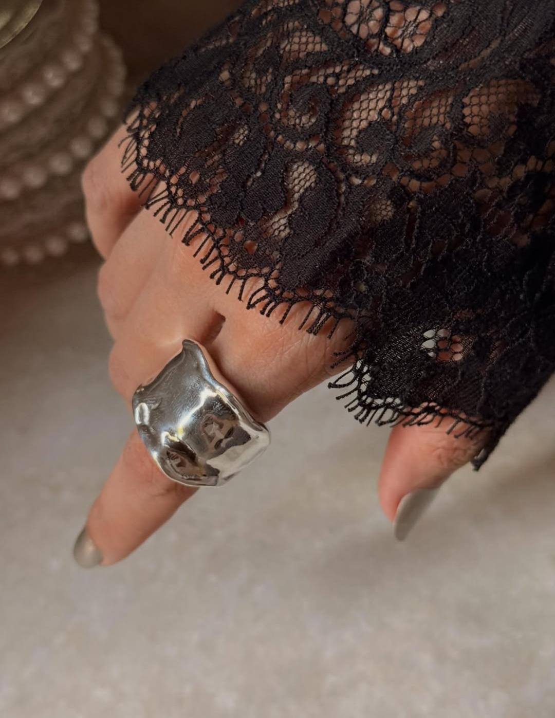 925 Sterling Silver Chunky Statement Molten Textured Ring