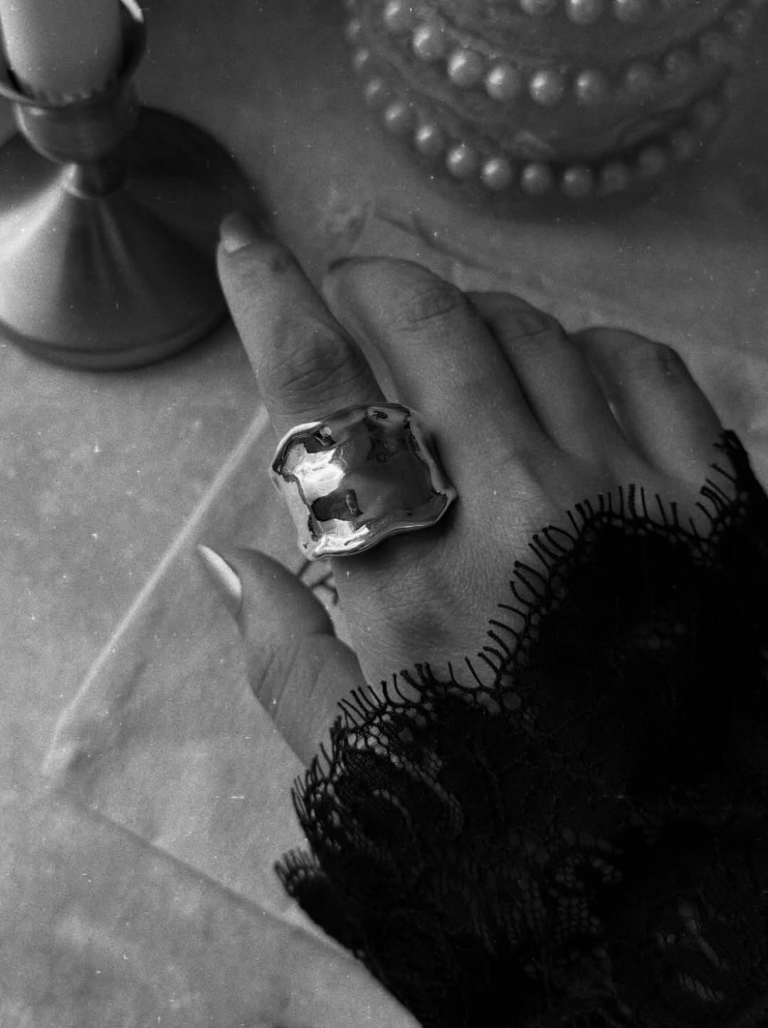 925 Sterling Silver Chunky Statement Molten Textured Ring