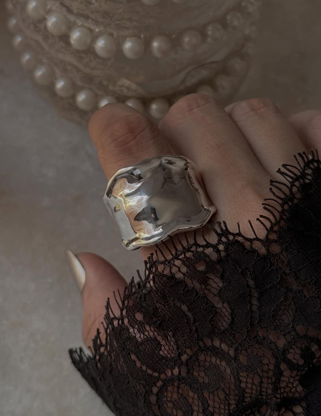 925 Sterling Silver Chunky Statement Molten Textured Ring