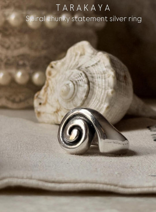 925 Sterling Silver Chunky Spiral Statement Ring