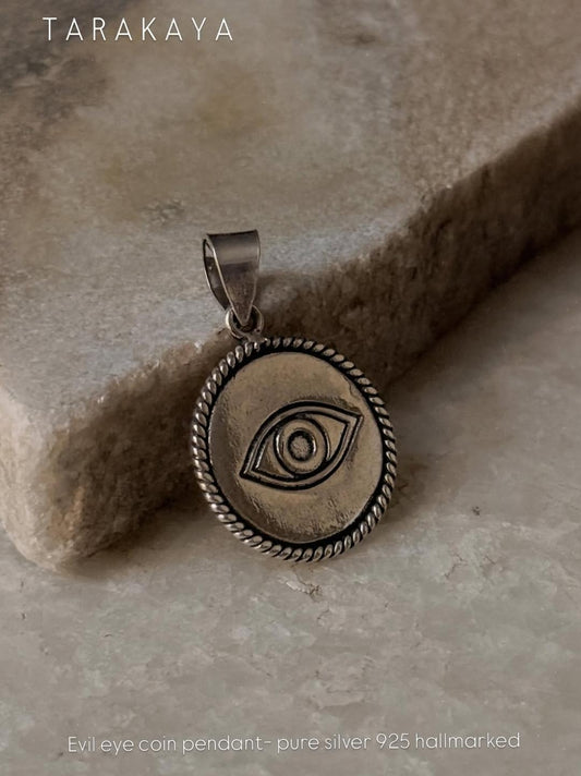925 Sterling Silver Evil Eye Engraved Pendant