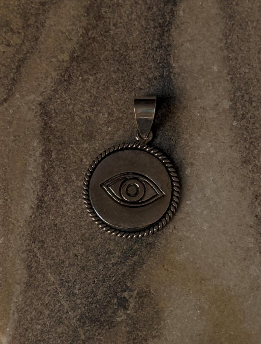 925 Sterling Silver Evil Eye Engraved Pendant