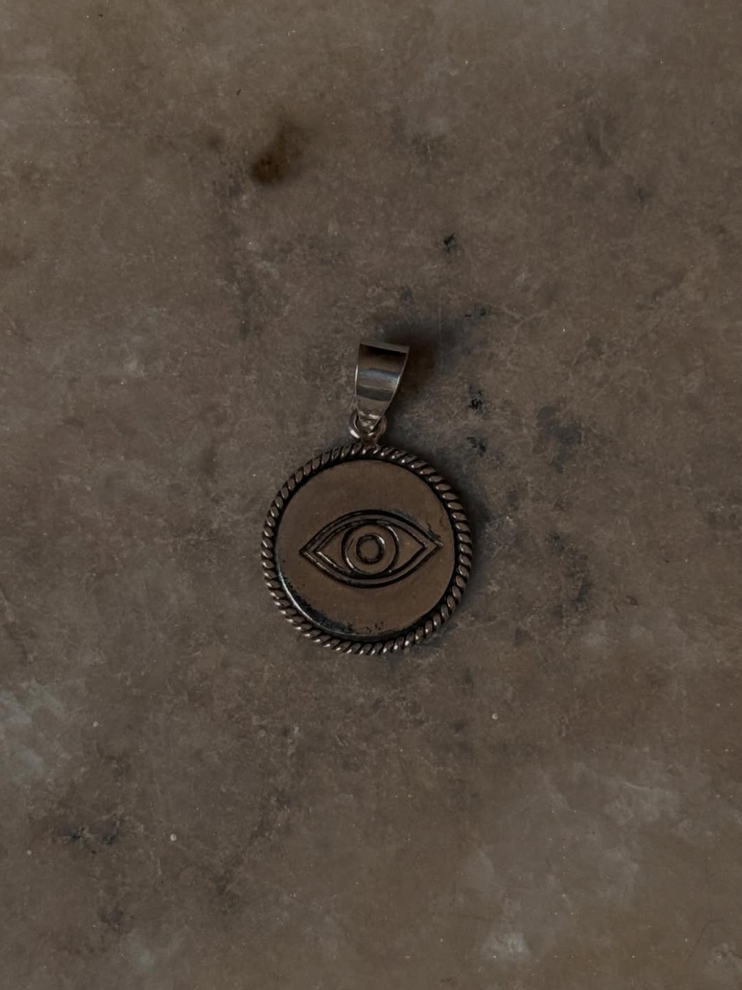925 Sterling Silver Evil Eye Engraved Pendant