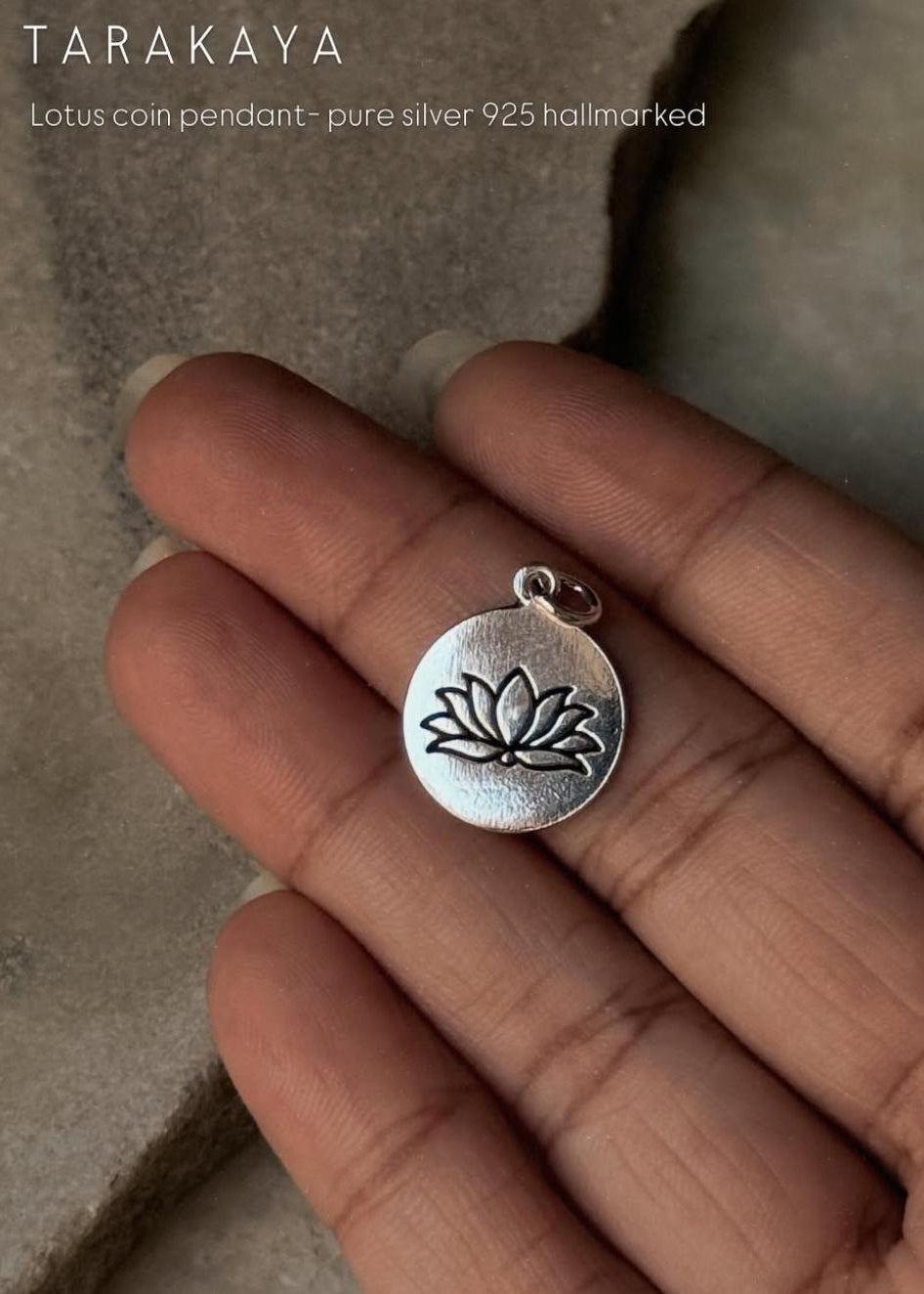 925 Sterling Silver Lotus Engraved Pendant