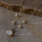925 Sterling Silver Fresh Water Pearls Grey Moonstone Shell Carved Handcrafted Necklace
