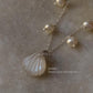 925 Sterling Silver Fresh Water Pearls Grey Moonstone Shell Carved Handcrafted Necklace