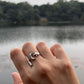 925 Sterling Silver Star Moon Adjustable Ring