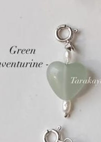 925 Sterling Silver Rose Quartz Butterfly & Green Aventurine Heart With Pearls Charm