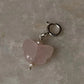 925 Sterling Silver Rose Quartz Butterfly & Green Aventurine Heart With Pearls Charm