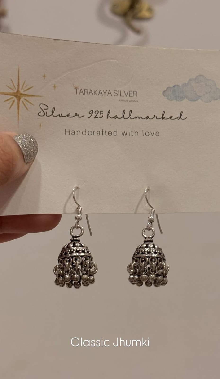 925 Sterling Silver Antique Jhumka