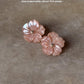 925 Sterling Silver Pink Mother Of Pearl Flowers Carved Studs