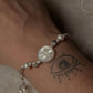 925 Sterling Silver Mother of Pearl, Pearls & Star Paper Clip Bracelet