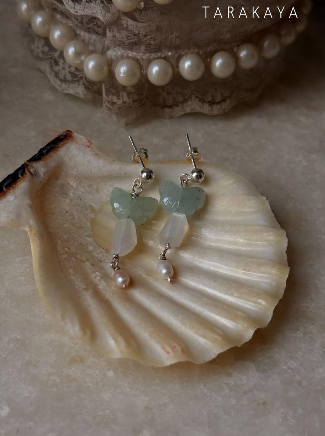 925 Sterling Silver Aquamarine, Moonstone, Water Pearl Studs Earrings