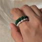 Natural Crystal Stretchy Malachite Flat 3-4mm & Water Pearls Rings