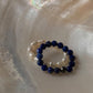 Natural Crystal Stretchy Lapis Lazuli 3-4mm & Fresh Water Pearl Rings