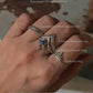 925 Sterling Silver Double Rawa Half Band Tribal Stack Ring